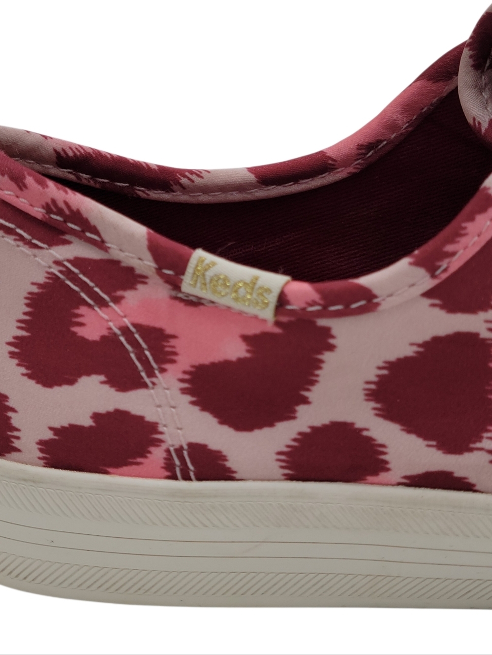 Keds Kate Spade Sneakers Women Size 7 Pink Burgundy Satin Velvet Shoelaces Logo - Picture 8 of 13